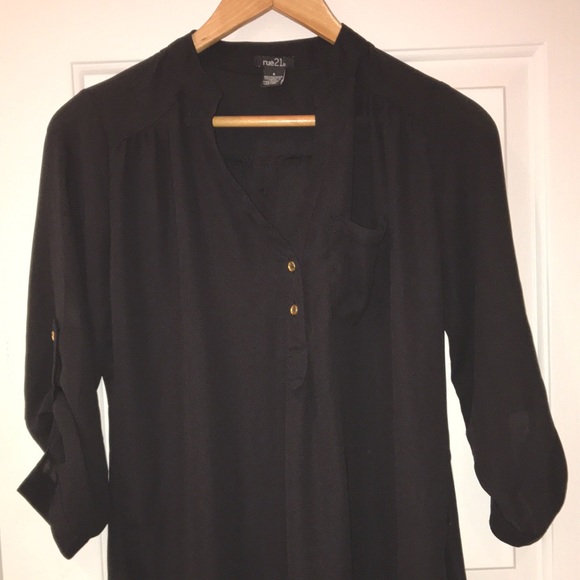 Black Blouse with Gold Buttons - Picture 1 of 5